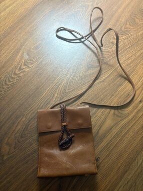 Vintage Brown Pebbled Leather Travel Wallet Organizer with Toggle Closure